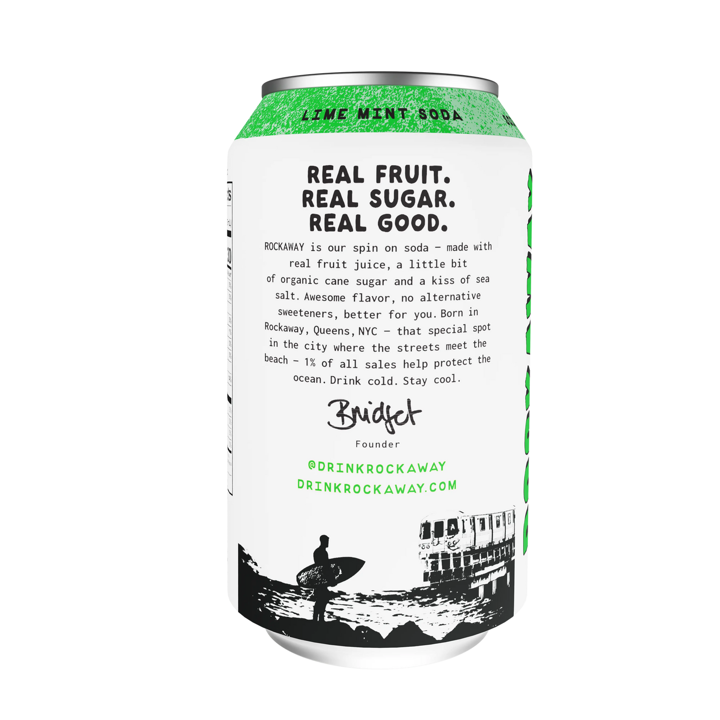 Can of Lime Mint Soda with branding and text on a white background