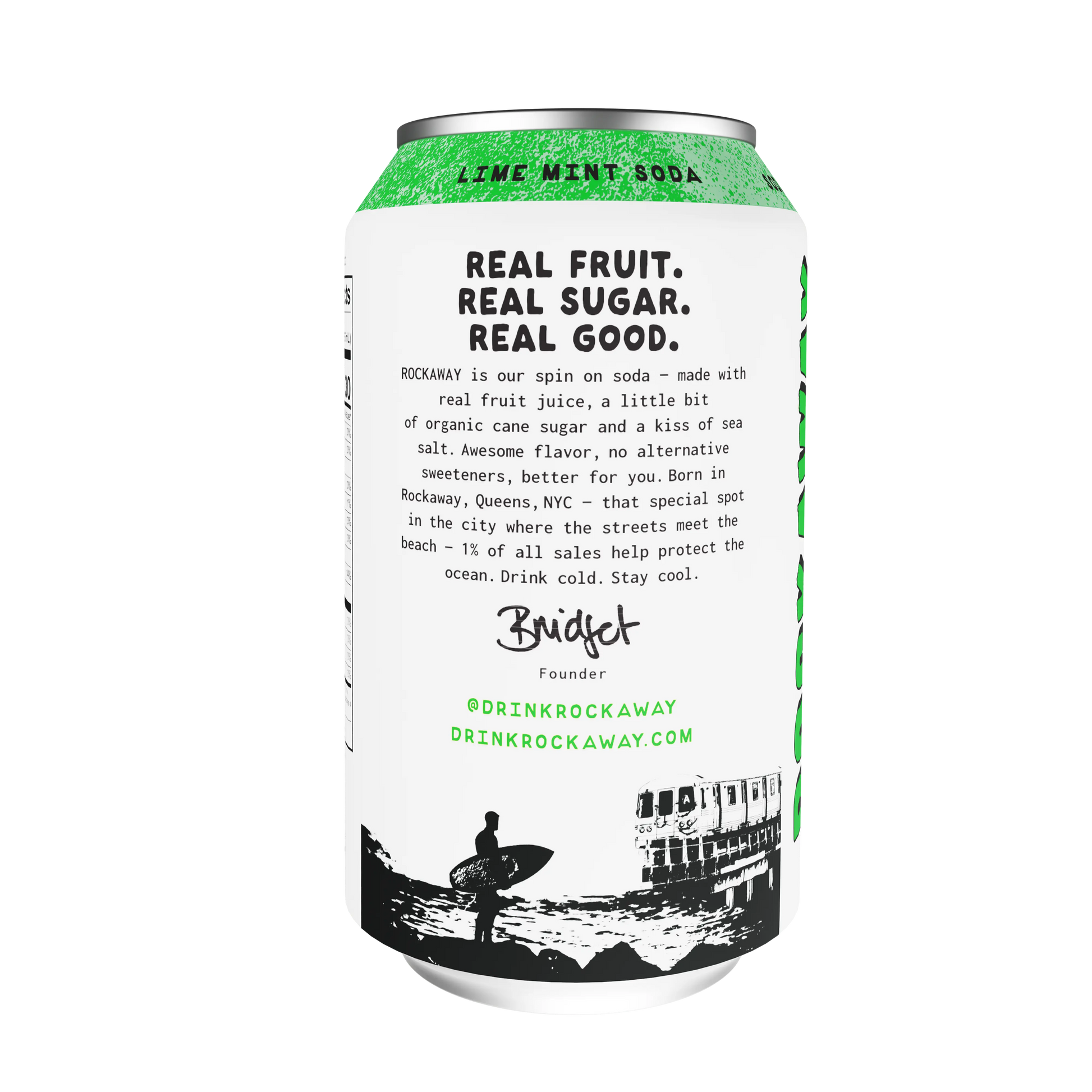 Can of Lime Mint Soda with branding and text on a white background