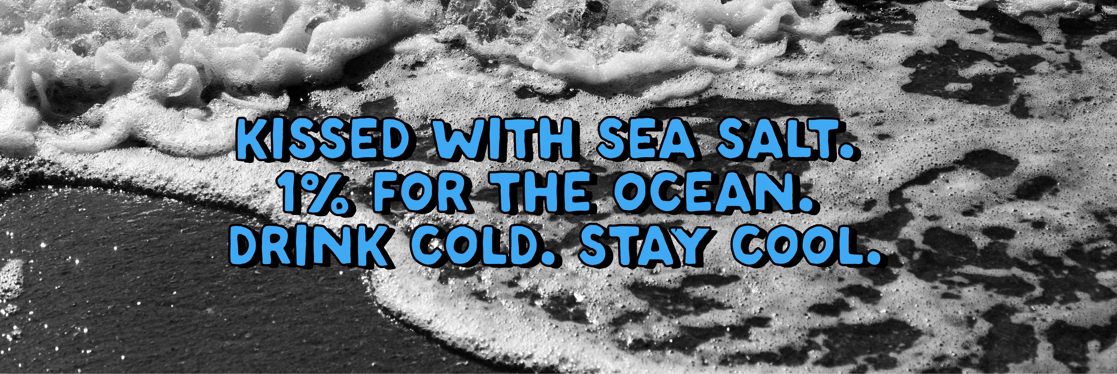 Black and White Rockaway Beach Photo. "Kissed with Sea Salt. 1% for the ocean. Drink Cold. Stay Cool."